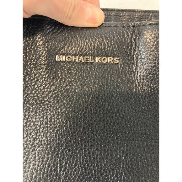 MICHAEL KORS, LARGE BLACK PEBBLED LEATHER SHOULDER BAG TOTE - Picture 6 of 14